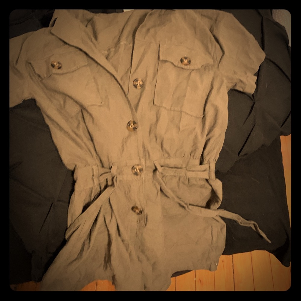 Army green romper.  Never worn.